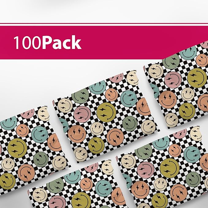 6x9 Poly Mailers – Smiles Checkerboard – Waterproof, Tear-Resistant Shipping - Image 2