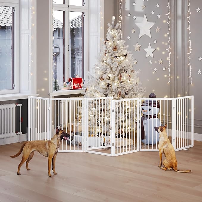 Vantas Folding No-Assembly Metal Pet Gate 120" Wide, Freestanding Accordion - Image 2