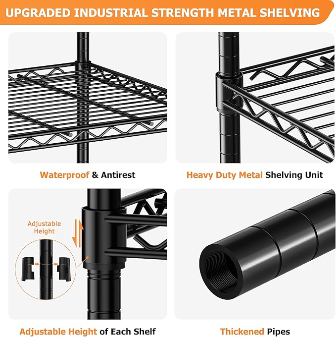 Storage Shelves Heavy Duty, 3-Tier Adjustable Metal Industrial Utility Shelf - Image 4
