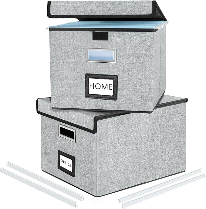 Huolewa Collapsible File Storage Organizer Boxes by Huolewa