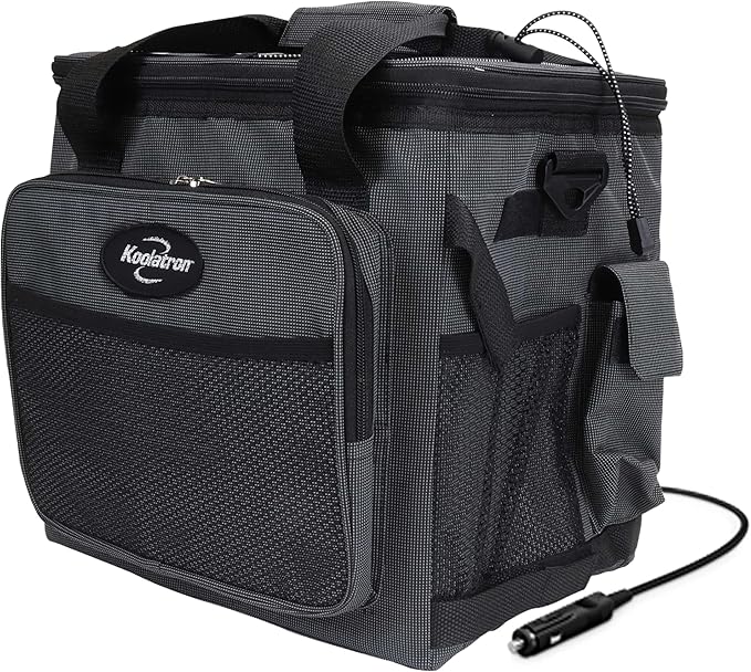 Koolatron Electric Portable Cooler Plug in 12V Car Cooler Bag, 26 qt Black/Gray by Koolatron