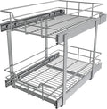 2 Tier Pull Out Cabinet Organizer 15" W X 22" D, Slide Out Drawers by STORKING