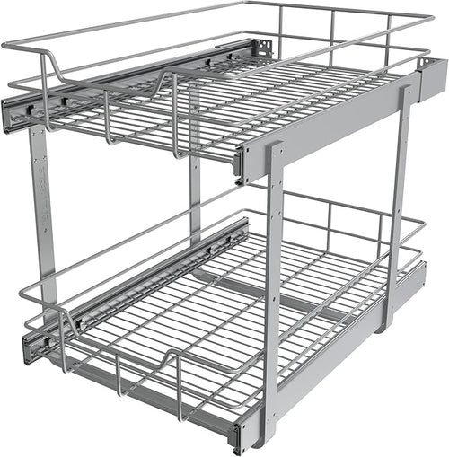 2 Tier Pull Out Cabinet Organizer 15" W X 22" D, Slide Out Drawers by STORKING