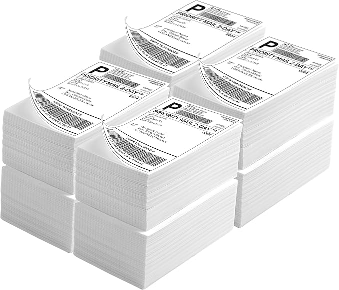 Fanfold 4" x 6" Direct Thermal Labels 4000 Thermal Printer Paper 8 Stacks by LuckyGuard