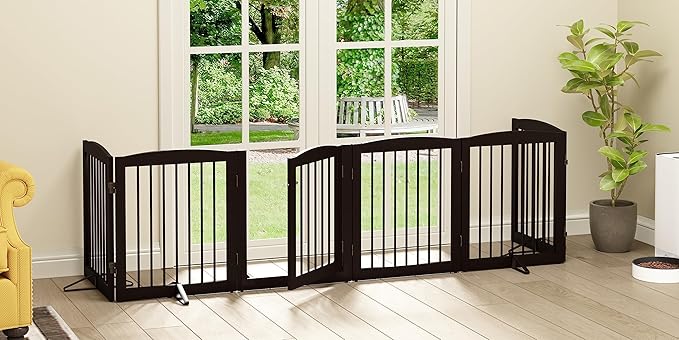 Freestanding Pet Gates with Walk Through Door, Dog Indoor Fence, Dog Gate - Image 8