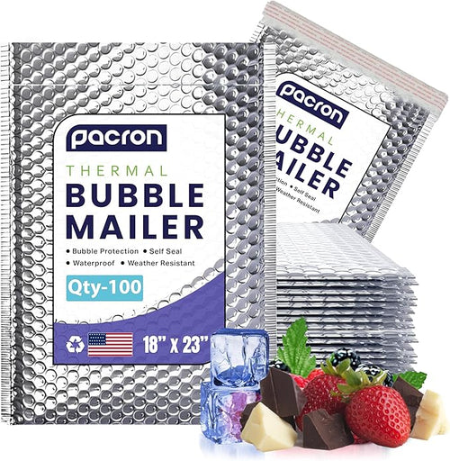 100-Pack Insulated Silver Thermal Bubble Mailers 18 x 23 by Pacron