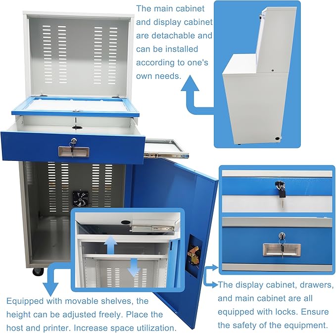 Industrial PC Enclosure Computer Security Cabinet Lockable Detachable Steel - Image 6