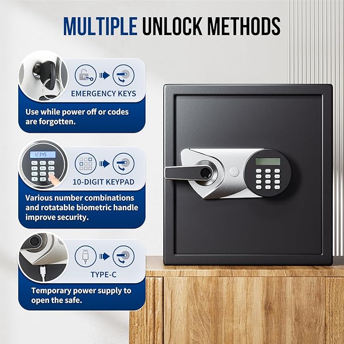 BlackSmith Biometric Safe Box 1.5 Cub Home Security Safe Fingerprint - Image 3