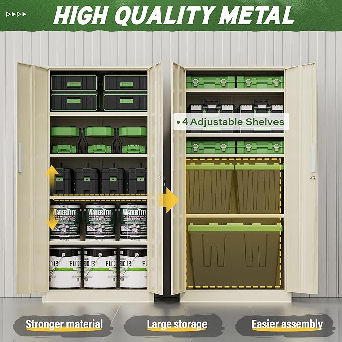 Greenvelly Metal Storage Cabinet, Metal Cabinet - Image 2