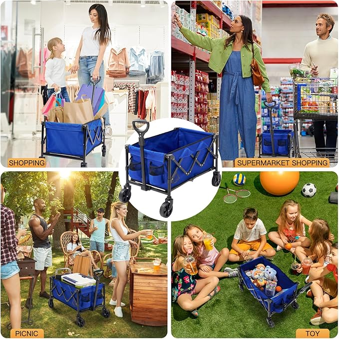 Wagon Cart Shopping Foldable Folding Collapsible - Image 4