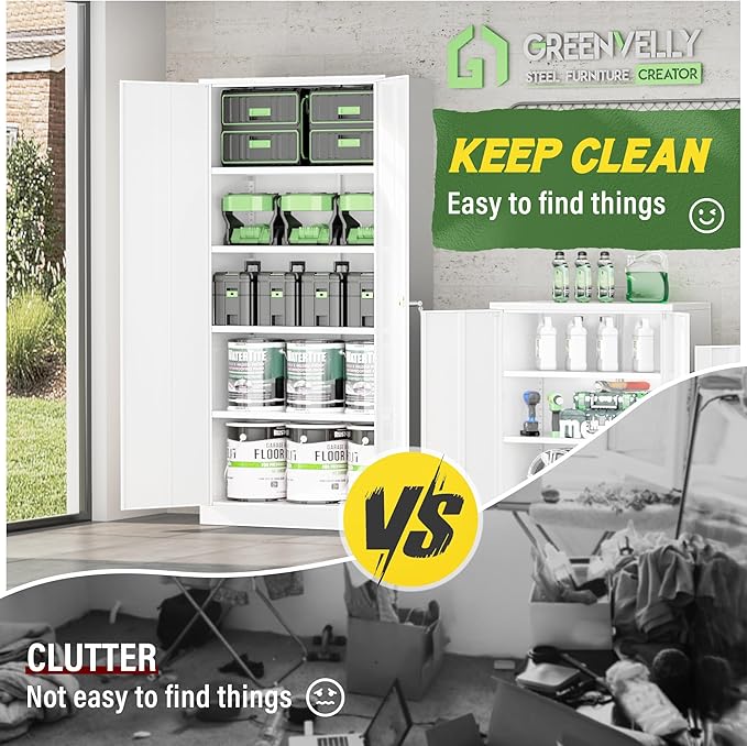 Greenvelly Metal Garage Storage Cabinet - Image 7