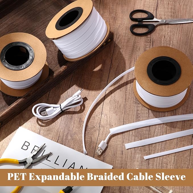 Pangda 300 Feet 1/4, 3/8 Inches Wire Loom PET Expandable Braided Sleeving - Image 6