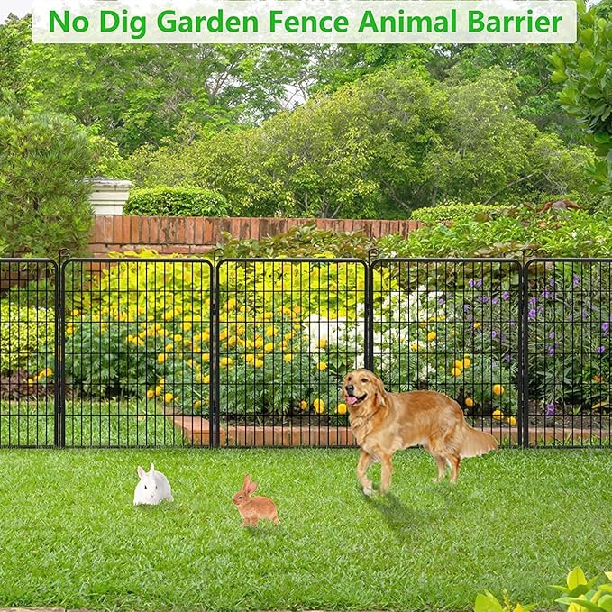 Decorative Metal Garden Fence Add-on Fence Panels, 40in x 5.3Ft No Dig Fence 2 - Image 2