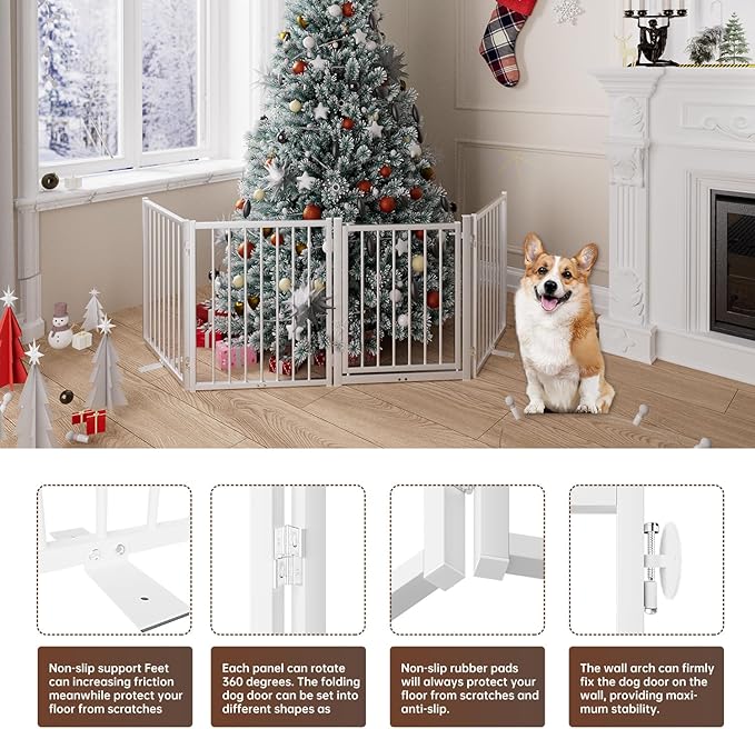 4 Panels Full Metal Freestanding Dog Gates - Image 5