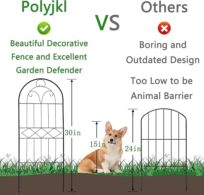 Decorative Garden Fence 10 Pack, 30in x 10ft Rustproof Metal Wire Animal Barrier - Image 3