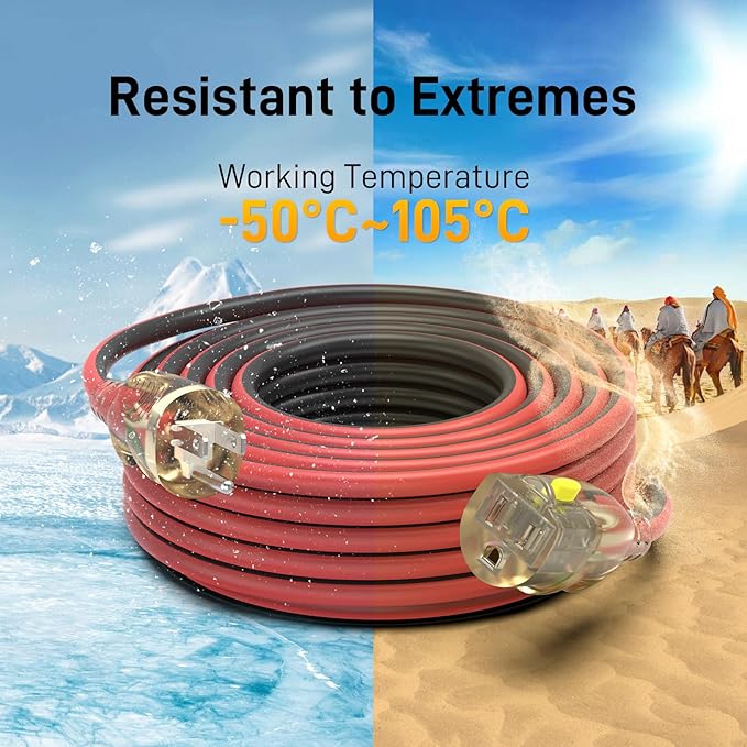 25FT 14/3 Gauge Heavy Duty Outdoor Extension Cord Waterproof - Image 6