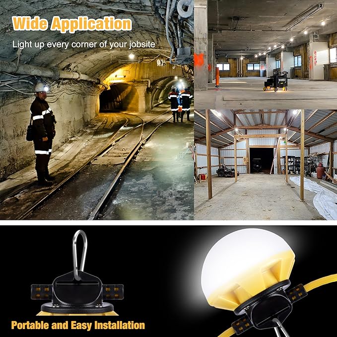 100FT Construction String Lights, IP65 Waterproof ETL Certified LED String Work - Image 7