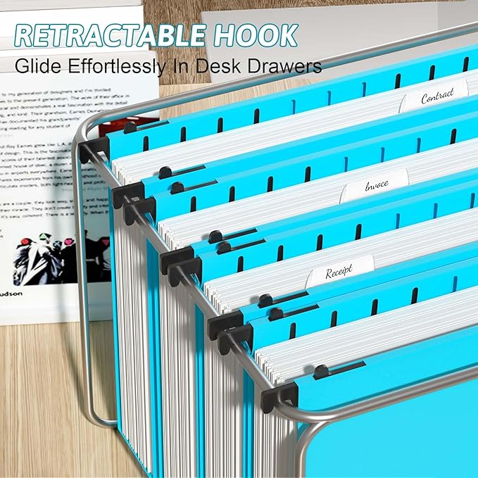 Plastic Hanging File Folder Extra Capacity, 12 Pack Reinforced Hang Folders - Image 6