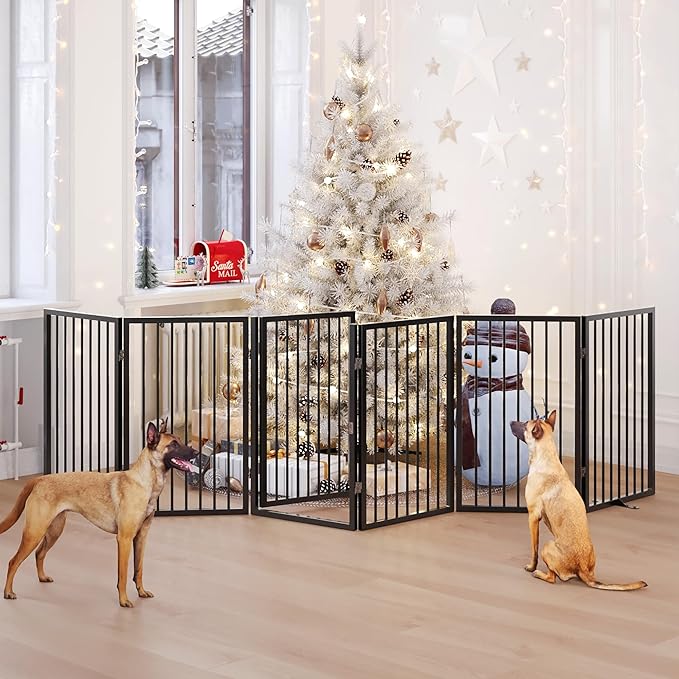 Vantas Folding No-Assembly Metal Pet Gate 120" Wide, Freestanding Accordion - Image 2