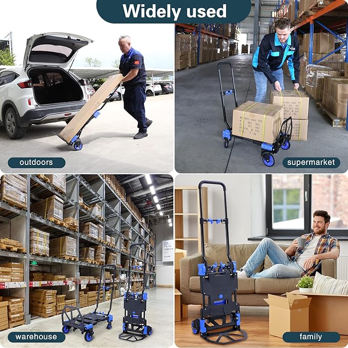 2-in-1 Hand Truck Dolly Foldable, 330LB Capacity Hand Dolly, Folding Hand Cart - Image 6