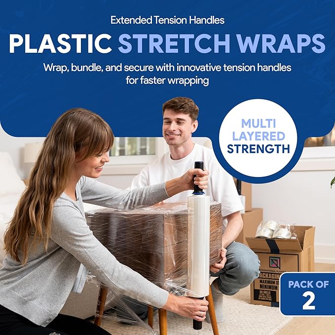 International Plastics Co. 2 Pack 15" Plastic Stretch Film Wrap - Image 3