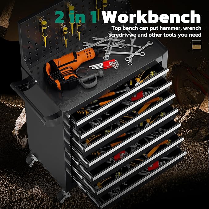 Greenvelly 7-Drawer Metal Tool Chest, Rolling Tool Chest - Image 8