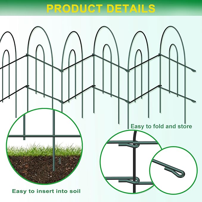 Decorative Garden Folding Border Fence, Metal Wire Edging Flower Fence Panel - Image 5