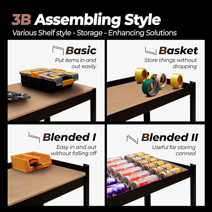 HOMEDANT House 5 Tier Laminated Metal Shelving Unit Adjustable Storage Utility - Image 6