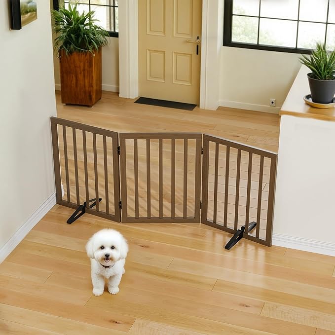 Dog Gate for Stairs, Foldable Dog Gate for Indoor Doorways House, Freestanding - Image 7