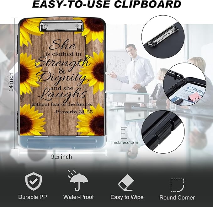 Clipboard with Storage Compartment, 8.5 x 11 Letter Size Side Opening Clip - Image 2