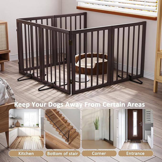 Freestanding Pet Gate 55-110" Extre Wide, Foldable Dog Gate - Image 3