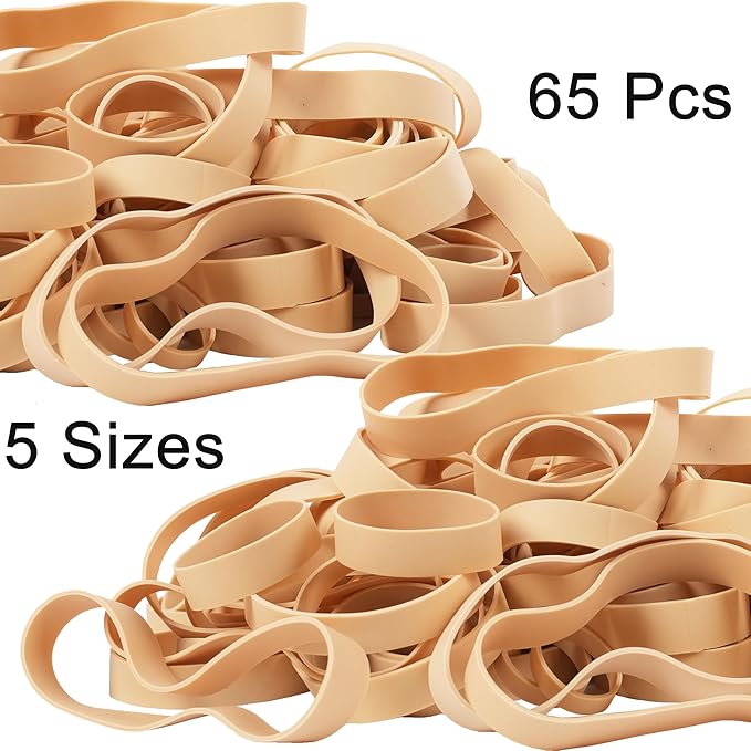 HAIDIBAO-Rubber Bands Assorted Sizes 65Pcs Beige Mixed Wide Elastic Bands - Image 5