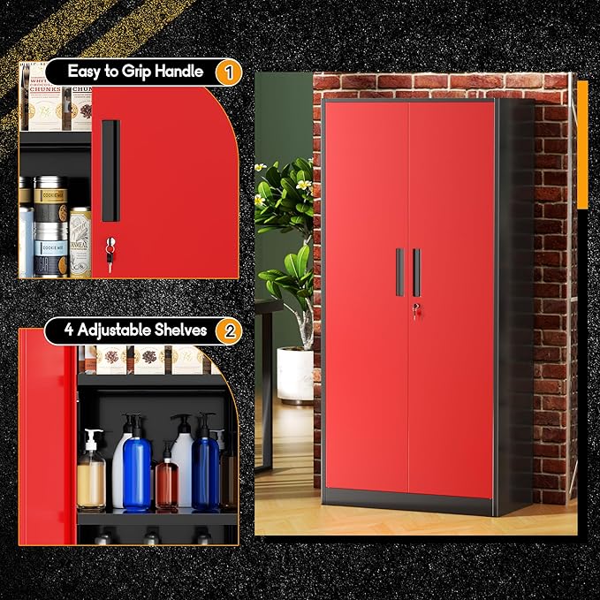 Greenvelly Metal Garage Storage Cabinet - Image 3