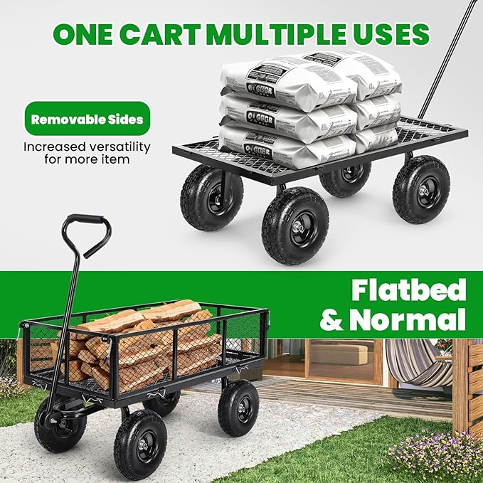Homdox 880LB Heavy Duty Garden Cart on Wheels, Professional Utility Wagon - Image 5
