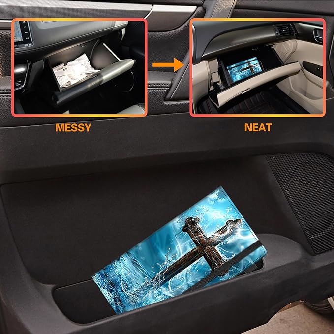 Car Registration and Insurance Holder, Leather Vehicle Glove Box Organizer - Image 6