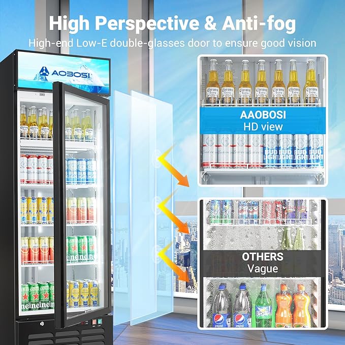 AAOBOSI Commercial Merchandiser Refrigerator, 17.09Cu.Ft Glass Door Display - Image 5