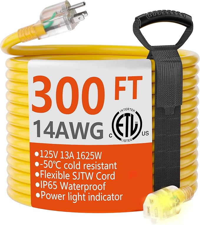 HUANCHAIN 300 ft 14/3 Gauge Heavy Duty Outdoor Extension Cord Waterproof by huanchain