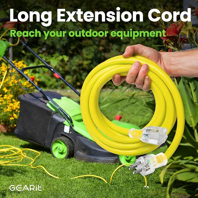 GEARit Outdoor 10 AWG Gauge 3 Prong Plug 100 Foot Extension Cord, Power Cord - Image 3