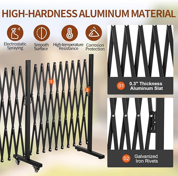 TECSPACE Aluminum Expandable Garden Fence, Portable Barricade Gate - Image 3
