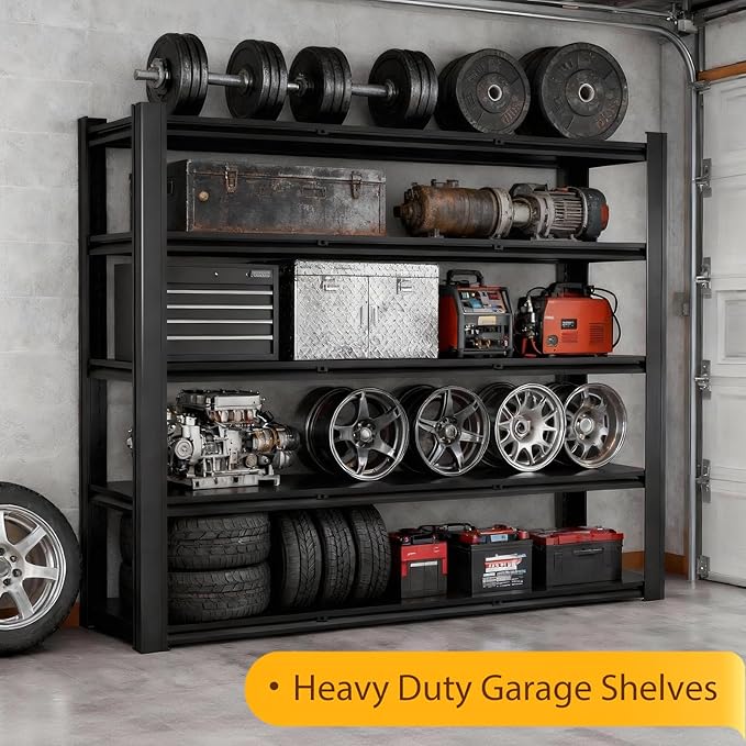 Metal Storage Shelves Unit, 5-Tier Adjustable Heavy Duty Garage Shelving - Image 6