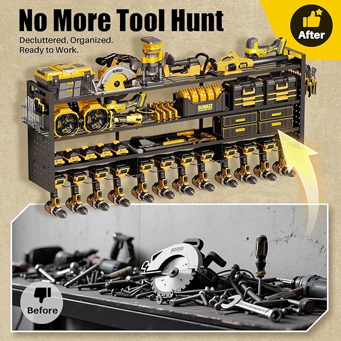 Large 49''W Power Tool Organizer Wall Mount | 620lbs Garage Storage Rack - Image 6