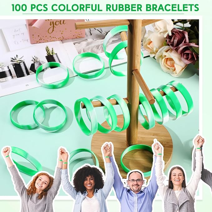 Liliful 100 Pcs Silicone Rubber Wristbands Rubber Wristband Bracelet Bands - Image 4