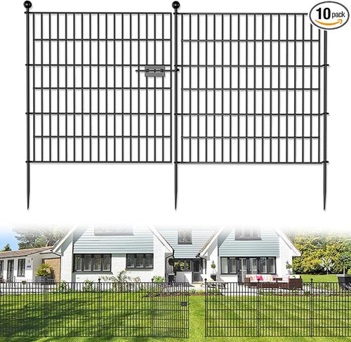 10 Panels No Dig Decorative Outdoor Garden Fence by SecureSpacesCleanerPlaces