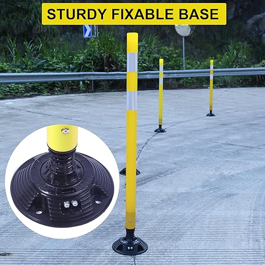 OrangeStar 8 Pack Delineator Post 48" Yellow Traffic Delineator Cones - Image 2