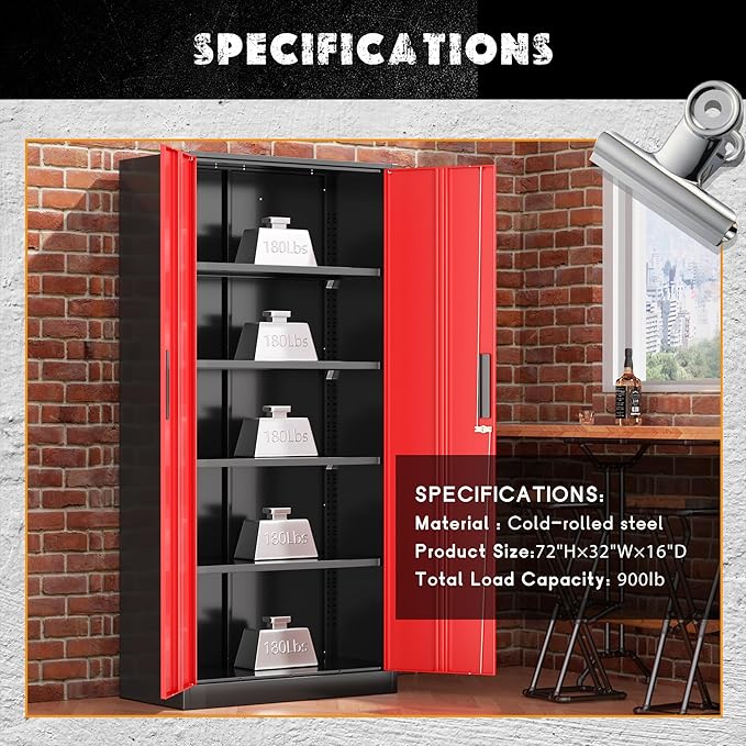 Greenvelly Metal Garage Storage Cabinet - Image 6