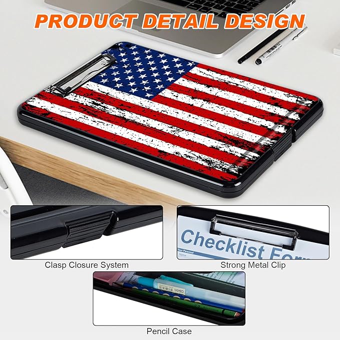 Clipboard with Storage, Hard Letter A4 Size Clip Board with Pen Holder & Paper - Image 4