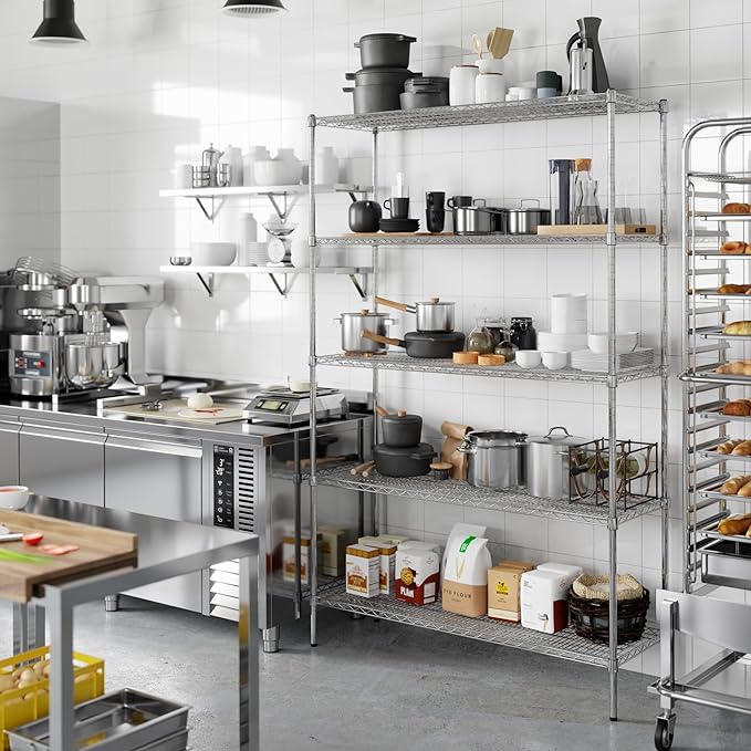 18" Deep x 54" Wide x 86" Height Wire Shelving Kit | 5-Tier | NSF Commercial - Image 7