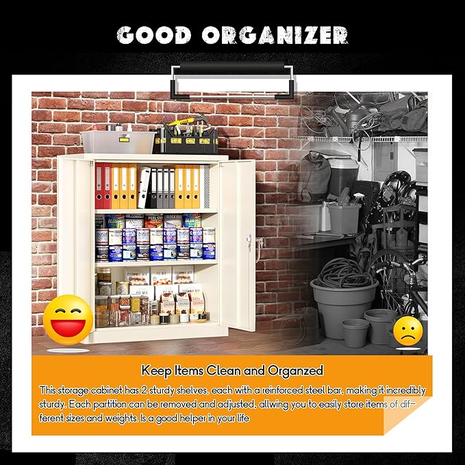 Greenvelly Metal Garage Storage Cabinet, Lockable Metal Cabinets - Image 7