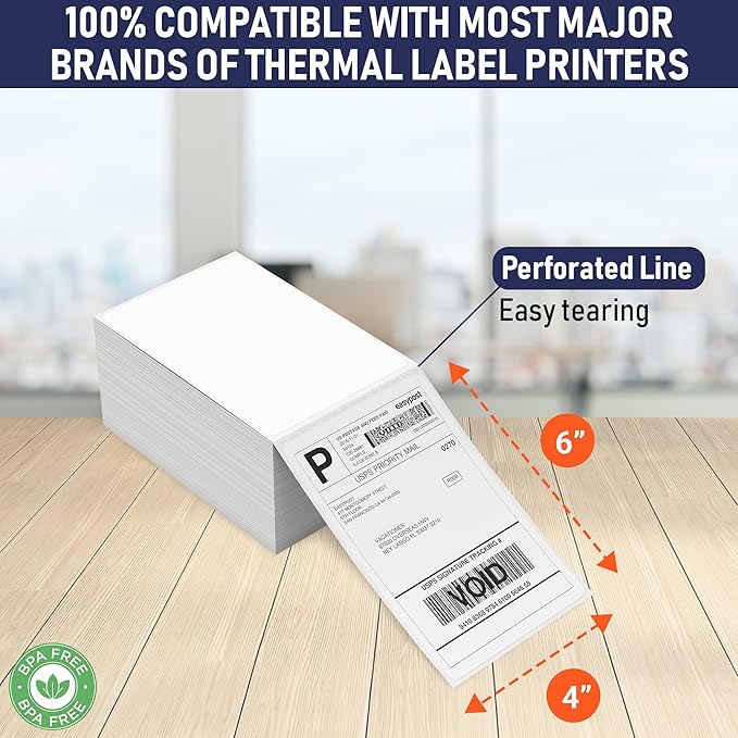 Thermal Shipping Labels 4x6, 1000 Labels/2 Stacks Commercial Grade - Image 3