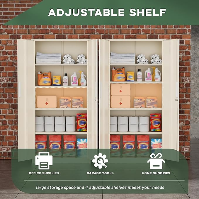 Greenvelly Metal Storage Cabinet, Lockable Steel Cabinet - Image 5